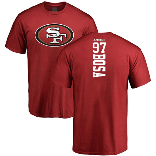 Men San Francisco 49ers Red Nick Bosa Backer #97 NFL T Shirt